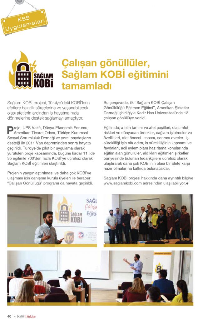 Sağlam KOBİ Çalışan Gönüllülüğü KSS-Türkiye Dergisi`nde